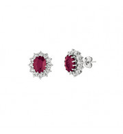 Jewelmi Custom 14k White Gold Ruby Diamond Earrings