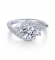 Gabriel & Co. 14k White Gold Contemporary 3 Stone Engagement Ring - ER14465R4W44JJ