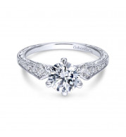 Gabriel & Co. 14k White Gold Victorian Straight Engagement Ring - ER11839R4W44JJ