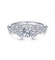 Gabriel & Co. 14k White Gold Victorian Split Shank Engagement Ring - ER14662R2W44JJ