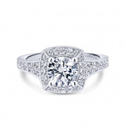 Gabriel & Co. 14k White Gold Entwined Halo Engagement Ring - ER12838R4W44JJ