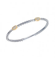 Alisa Sterling Silver & 18k Yellow Gold Diamond Bangle Bracelet