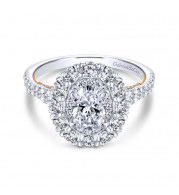 Gabriel & Co. 14k Two Tone Gold Embrace Double Halo Engagement Ring - ER13890O3T44JJ