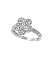 Jewelmi Custom 14k White Gold Diamond Flower Ring