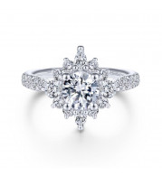 Gabriel & Co. 14k White Gold Starlight Halo Engagement Ring - ER14450R4W44JJ
