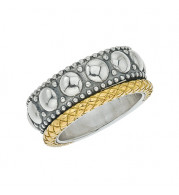 Alisa 18k Two Tone Gold and Sterling Silver Beaded Ring