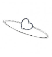 Jewelmi Custom 14k White Gold Sapphire Diamond Bangle Bracelet