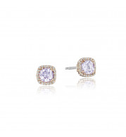 Tacori Sterling Silver and 18k Rose Gold Crescent Crown Gemstone Stud Earring - SE244P13