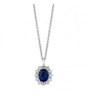 Jewelmi Custom 14k White Gold Sapphire Diamond Necklace