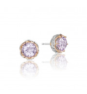 Tacori Sterling Silver and 18k Rose Gold Crescent Crown Gemstone Stud Earring - SE105P13