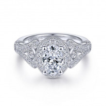 Gabriel & Co. 14k White Gold Victorian Halo Engagement Ring - ER14306W44JJ