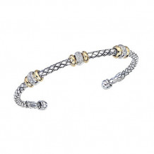 Alisa Sterling Silver & 18k Yellow Gold Diamond Cuff Bangle Bracelet