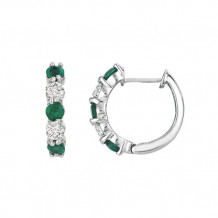 Jewelmi Custom 14k White Gold Emerald Diamond Hoop Earrings
