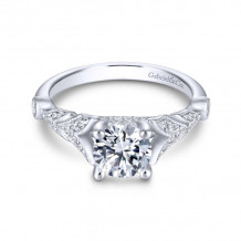 Gabriel & Co. 14k White Gold Victorian Split Shank Engagement Ring - ER13888R4W44JJ