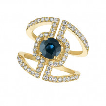 Jewelmi Custom 14k Yellow Gold Sapphire Diamond Ring