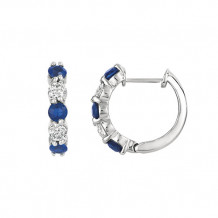 Jewelmi Custom 14k White Gold Sapphire Diamond Hoop Earrings