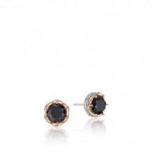 Tacori Sterling Silver and 18k Rose Gold Crescent Crown Gemstone Stud Earring - SE105P19