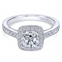 Gabriel & Co. 14k White Gold Cushion Cut Halo Engagement Ring