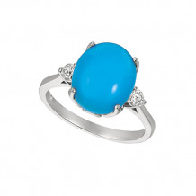Jewelmi Custom 14k White Gold Turquoise Diamond Ring
