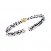 Alisa Sterling Silver & 18k Yellow Gold Diamond Crossover Cuff Bracelet