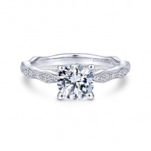 Gabriel & Co. 14k White Gold Victorian Straight Engagement Ring - ER14427R4W44JJ