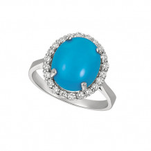 Jewelmi Custom 14k White Gold Turquoise Diamond Ring