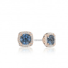 Tacori 18k Rose Gold Crescent Crown Diamond and Gemstone Stud Earring - SE244P33