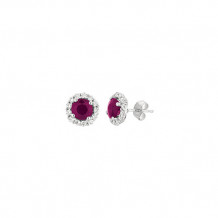 Jewelmi Custom 14k White Gold Ruby Diamond Earrings