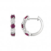 Jewelmi Custom 14k White Gold Ruby Diamond Hoop Earrings