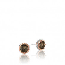 Tacori Sterling Silver and 18k Rose Gold Crescent Crown Gemstone Stud Earring - SE105P17