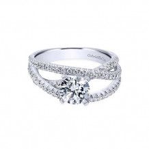 Gabriel & Co 14k White Gold Round Free Form Engagement Ring