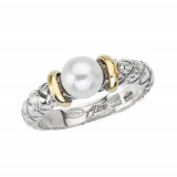 Alisa 18k Gold and Sterling Silver Pearl Traversa Ring photo