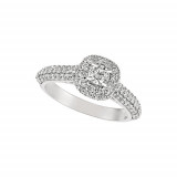 Jewelmi Custom 14k White Gold Halo Diamond Engagement Ring photo