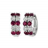 Jewelmi Custom 14k White Gold Ruby Diamond Hoop Earrings photo