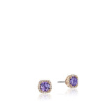 Tacori Sterling Silver and 18k Rose Gold Crescent Crown Gemstone Stud Earring - SE244P01 photo