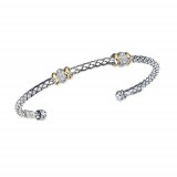 Alisa Sterling Silver & 18k Yellow Gold Diamond Cuff Bangle Bracelet photo