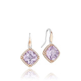 Tacori Sterling Silver and 18k Rose Gold Crescent Crown Gemstone Drop Earring - SE180P13 photo