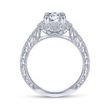 Gabriel & Co. 14k White Gold Art Deco Halo Engagement Ring - ER14445R4W44JJ photo 2