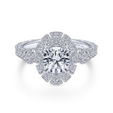 Gabriel & Co. 14k White Gold Art Deco Halo Engagement Ring - ER14445R4W44JJ photo