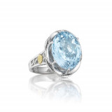 Tacori Sterling Silver Crescent Crown Gemstone Men's Ring - SR12302 photo