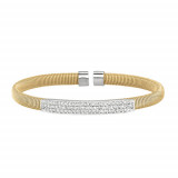 Jewelmi Custom 14k Two Tone Gold Diamond Bangle Bracelet photo