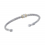 Alisa Sterling Silver & 18k Yellow Gold Diamond Cuff Bangle Bracelet photo