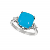 Jewelmi Custom 14k White Gold Turquoise Diamond Ring photo