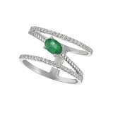 Jewelmi Custom 14k White Gold Emerald Diamond Ring photo