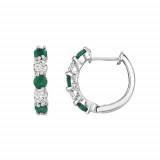 Jewelmi Custom 14k White Gold Emerald Diamond Hoop Earrings photo