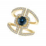Jewelmi Custom 14k Yellow Gold Sapphire Diamond Ring photo