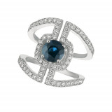 Jewelmi Custom 14k White Gold Sapphire Diamond Ring photo