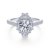 Gabriel & Co. 14k White Gold Art Deco Halo Engagement Ring - ER14508R4W44JJ photo