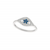 Jewelmi Custom 14k White Gold Sapphire Diamond Ring photo