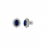 Jewelmi Custom 14k White Gold Sapphire Diamond Earrings photo
